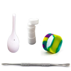 Ceramic Hookahs Tool Set with Ceramic Carb Cap Ceramic Nail Dabber Tool Slicone Jar Dab Container