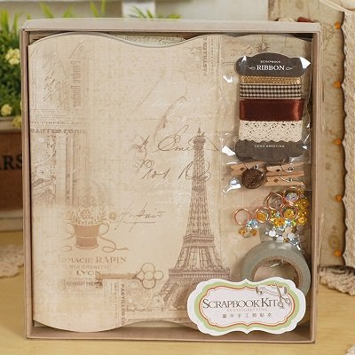 Eno Greeting Vintage Photo Album Scrapbook Kit,DIY Complete Scrapbook Kit Gift Scrapbooking Album Set