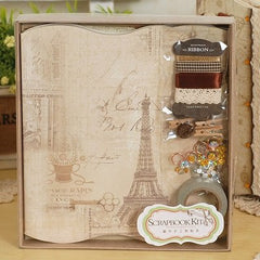 Eno Greeting Vintage Photo Album Scrapbook Kit,DIY Complete Scrapbook Kit Gift Scrapbooking Album Set