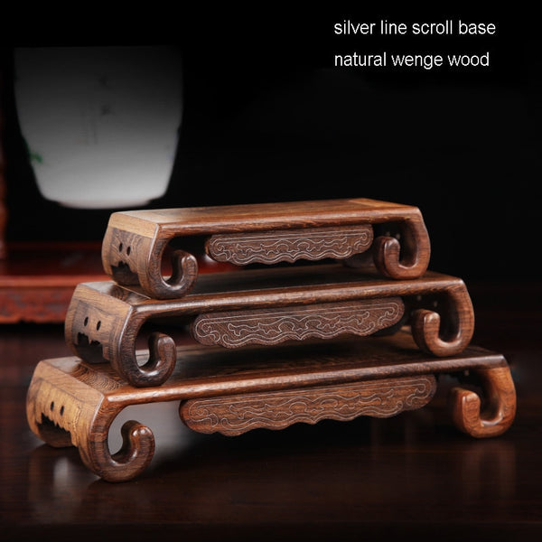 Line Scroll Base Wood Craft Home Accessories Aquarium Vase Seat Decoration Crafts Base Home Furnishing