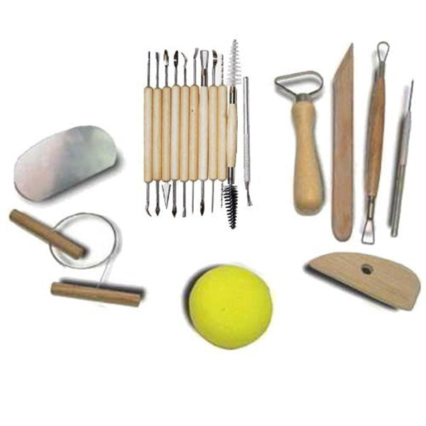 19pcs Pottery Clay Modeling Sculpture Carving Tool Set DIY Craft Wood Handle Wax Pottery Clay Sculpture