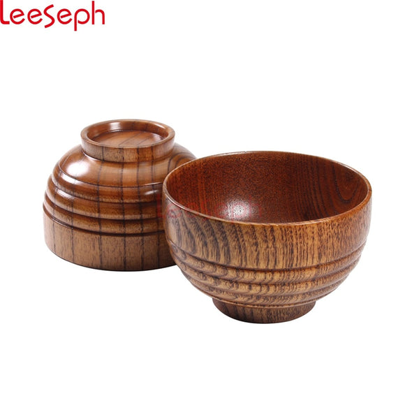 4 inch Solid Wood Bowl antiskid / heat insulation / keep warm wood craft wooden cutlery restaurant tableware