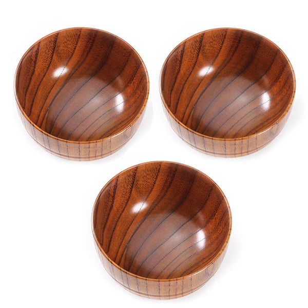 4 inch Solid Wood Bowl antiskid / heat insulation / keep warm wood craft wooden cutlery restaurant tableware