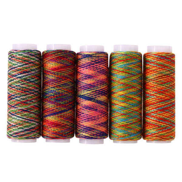 5pcs Sewing Thread Rainbow Color Sewing Thread Hand Quilting Embroidery Sewing Thread DIY Apparel Sewing E5M1