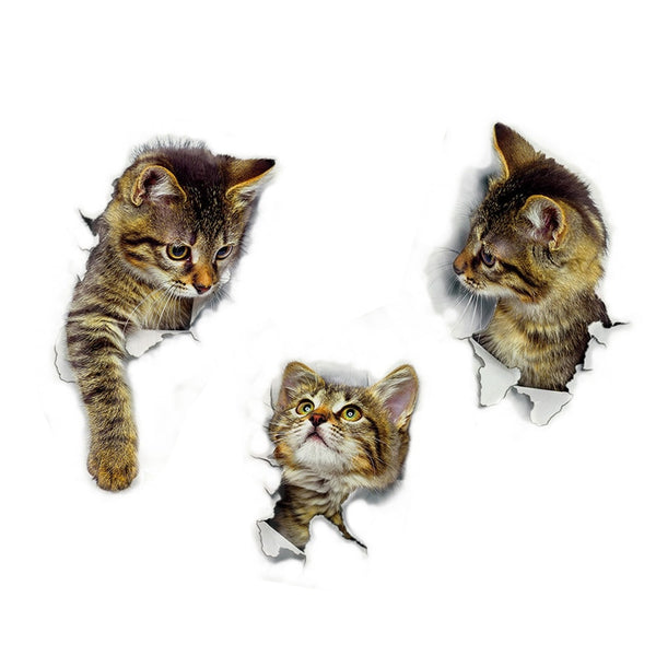 Creative Cat Wall Sticker 3D Animal Wall Decor Sticker Bedroom Children's Room Wall Decor Picture Cute Cat Wall Stickers