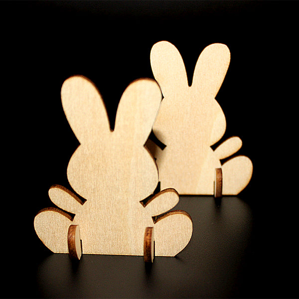 10pcs DIY Wooden Crafts Cute Rabbit Shape Scrapbooking Card Wood Craft Supplies Wood Happy Easter Party Decorations