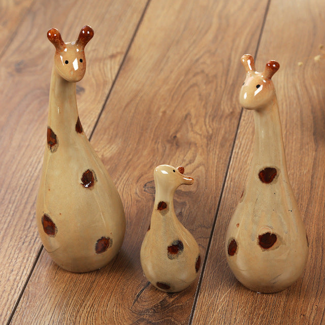 3pc/set Ceramic crafts Variable home furnishing articles Variable deer suit ceramics handicraft ceramic arts and crafts