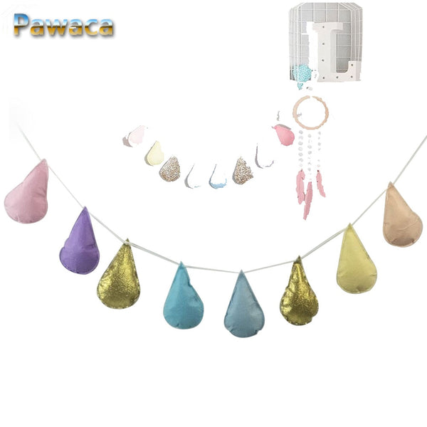 8 Water Drop Shaped Home Wall Decor Cute Hanging Pendant Decoration Cotton Ball For Kids Room Decor Bedroom Wall Decor Ornament
