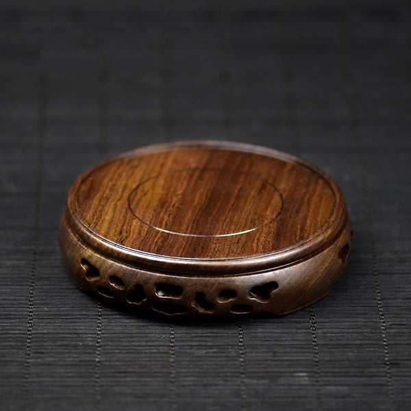 PINNY Antique Incense Burner Wood Base Black Catalpa Wood Hollow Fruiting Wood Craft Ornaments Base Buddhist Supplies