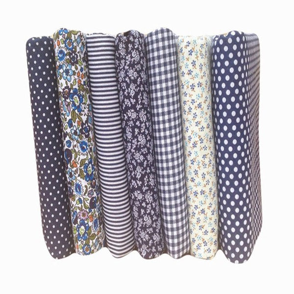 20x25cm Quilting Sewing Fabric for Patchwork 7pcs 2017 Fabric Gray Flower Strip DIY Bundle  for Needlework Cotton Fabric