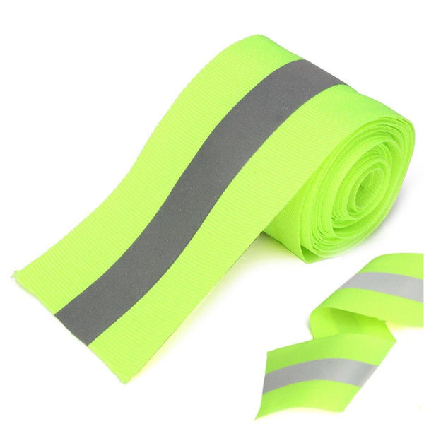 New Hot Silver Reflective Tape Safty Strip Sew on Lime Synth Fabric 3 Meters Apparel Sewing Fabric Supplies Accessories
