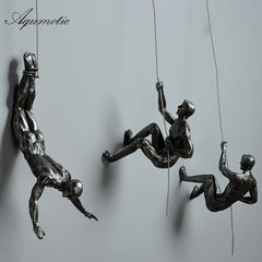 Aqumotic Art Wall Decor Climbing Wall Decor Resin Hanging Wall Climbing Wall Mount Figure Bar Decoration Pendant Man Climbing