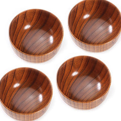 4 inch Solid Wood Bowl antiskid / heat insulation / keep warm wood craft wooden cutlery restaurant tableware