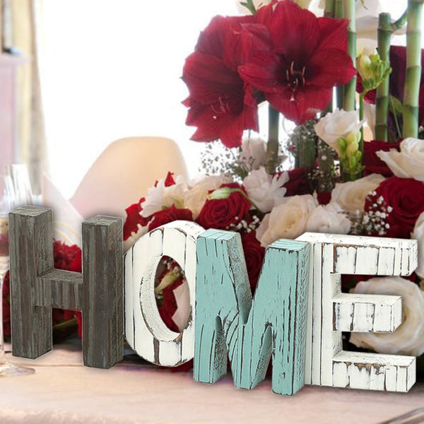 Rustic Wood HOME Letters Decorative Wood Craft Antique Imitation Wooden Letters Model Decor Festival Party Supplies