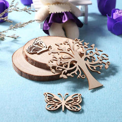 Hollowed Wood Carving Ornaments Natural Fresh DIY Wall Decoration for Party Wedding Decoration Wood Craft