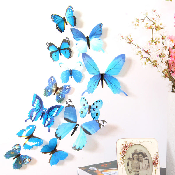 12pcs Decal Wall Stickers Home Decorations 3D Butterfly Rainbow wall decor wall sticker Funny Animals Decor