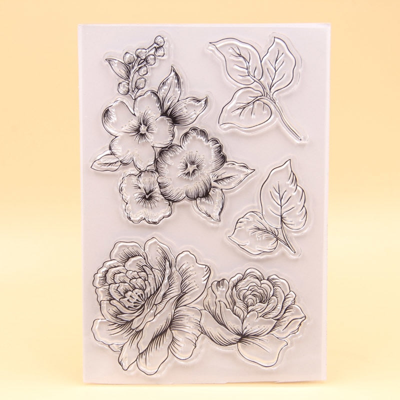 KLJUYP Flowers Clear Stamps Scrapbook Paper Craft Clear stamp scrapbooking