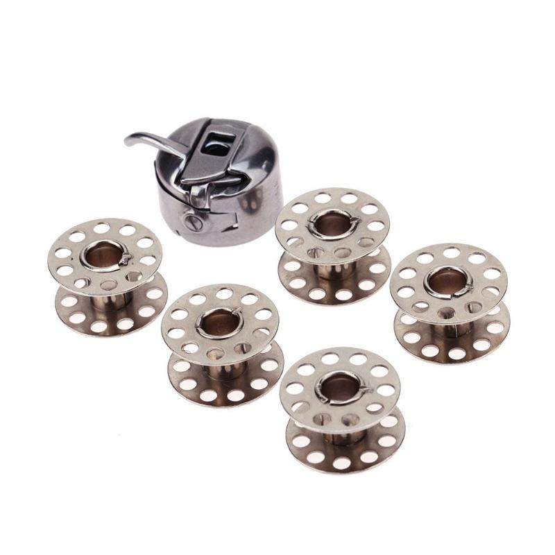 1pc Bobbin Case + 5pcs Bobbins for Sewing Machines Household Industrial Sewing Accessories Sewing Tools