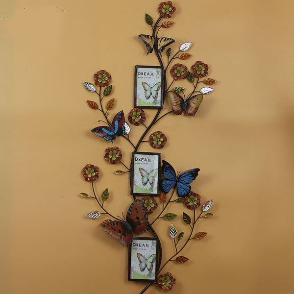 Euro Decorative 3D hanging Treasure Flower Butterfly for Vintage home decor Wall decor Photo Frame Iron Wall Decor