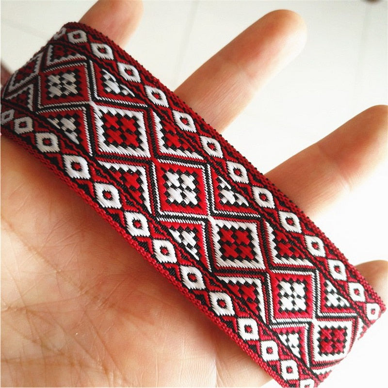 2M/Lot Red Ribbon Apparel Sewing Fabric Trim Crocheted Lace Fabric Ribbon Handmade Accessories HB145