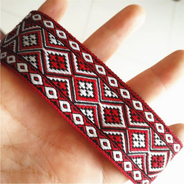 2M/Lot Red Ribbon Apparel Sewing Fabric Trim Crocheted Lace Fabric Ribbon Handmade Accessories HB145