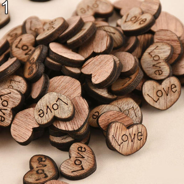 100pcs/ Wooden Love Heart Shapes Laser Blank Embellishments Craft Card Decor Scrapbooking Craft Cards Wood Craft Decoration