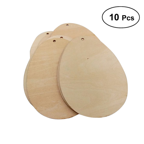 DIY Wood Craft 10PCS 150MM Decorative Wood Chips with Hole Egg Shape Painted Decoration for Craft DIY Log Wood Pieces