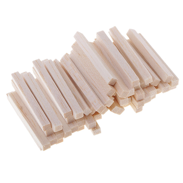 60pcs Balsa Wood Dowel 5x5x50mm Balsa Wood Craft Dowels For DIY Airplane Building Models Woodworking Materials