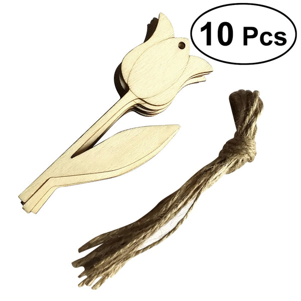 10pcs Unfinished Wooden Tulip Flower Embellishments Wood Craft Hanging Decor Embellishments