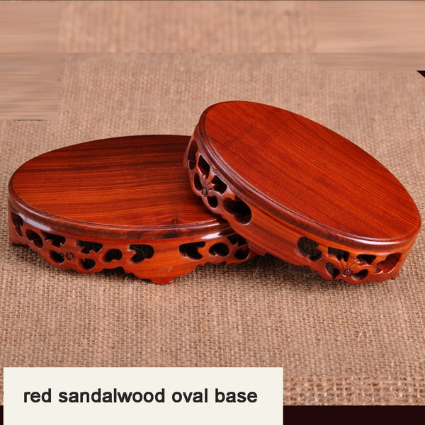 red sandalwood oval base Wood Craft Home Accessories Aquarium Vase Seat Decoration Crafts Base Home Furnishing