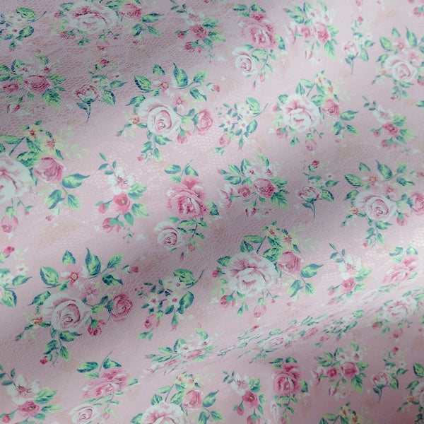 3PCS A4 SIZE Faux Leather Fabric Printed Rose Flowers on Lace PU Leather Fabric Sewing Fabric 4S05A