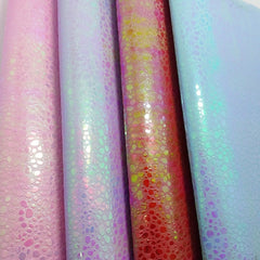 2PCS A4 SIZE Faux Leather Fabric Iridescent Embossed Croco Grain Metallic Leather Fabric Sewing Fabric Fabric 2S33