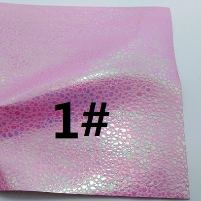 2PCS A4 SIZE Faux Leather Fabric Iridescent Embossed Croco Grain Metallic Leather Fabric Sewing Fabric Fabric 2S33