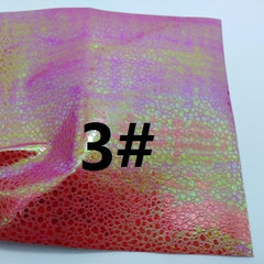 2PCS A4 SIZE Faux Leather Fabric Iridescent Embossed Croco Grain Metallic Leather Fabric Sewing Fabric Fabric 2S33