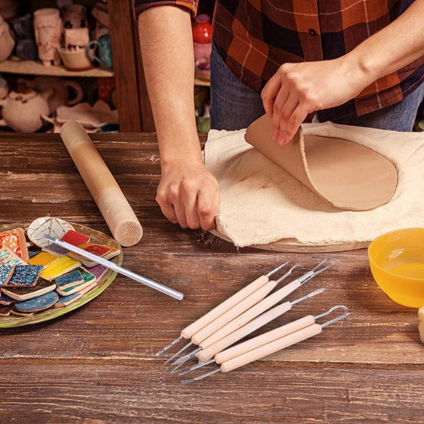 11pcs Pottery Carving Tools DIY Wood Handle Modeling Clay Sculpting Pottery Carving Tools Set Pottery Ceramics Tools