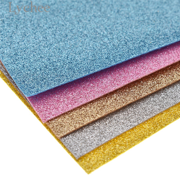 Lychee 21x30cm A4 Glitter Felt Fabric Colorful Felt Material DIY Sewing Fabric for Toys Bags Crafts
