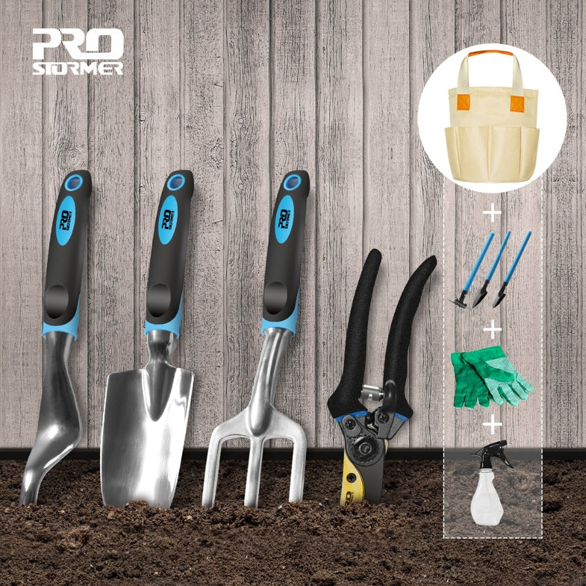 Prostormer 10 PCS Garden And Bonsai Shovel Tool Set Garden Scissors With Gloves Gardening Gifts With Trowel Pruners Budama Makas